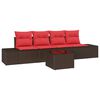 vidaXL Sofa Set mit Kissen 5 pcs Braun Poly-Rattan