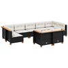 vidaXL 9-tlg. Garten-Sofagarnitur mit Kissen Schwarz Poly Rattan