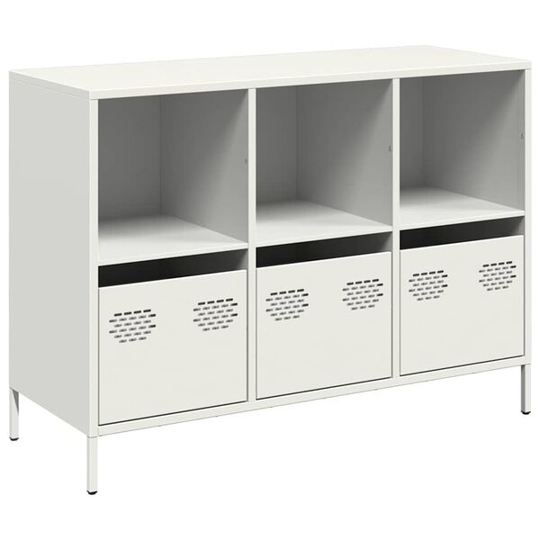 vidaXL Sideboard Wei&szlig; 101,5x39x73,5 cm Kaltgewalzter Stahl