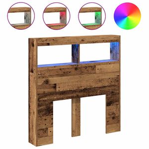 vidaXL LED-Kopfteil mit Ablagen Altholz-Optik 100x17x102 cm