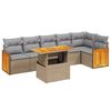 vidaXL 7-tlg. Garten-Sofagarnitur mit Kissen Beige Poly Rattan