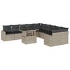 vidaXL 11-tlg. Garten-Sofagarnitur mit Kissen Hellgrau Poly Rattan