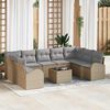 vidaXL Sofa Set mit Kissen 10 pcs Beige Poly Rattan