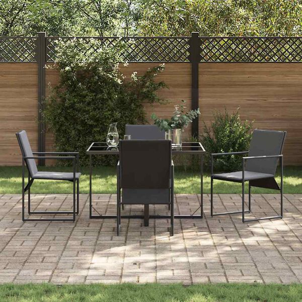 vidaXL Garten Essgruppe 5 pcs Schwarz Stahl