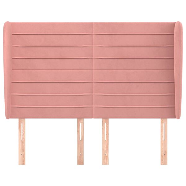 vidaXL Kopfteil mit Ohren Rosa 147x23x118/128 cm Samt