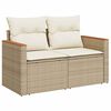 vidaXL 9-tlg. Garten-Sofagarnitur mit Kissen Beige Poly Rattan Akazie