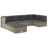 vidaXL 7-tlg. Garten-Lounge-Set mit Kissen Grau Poly Rattan