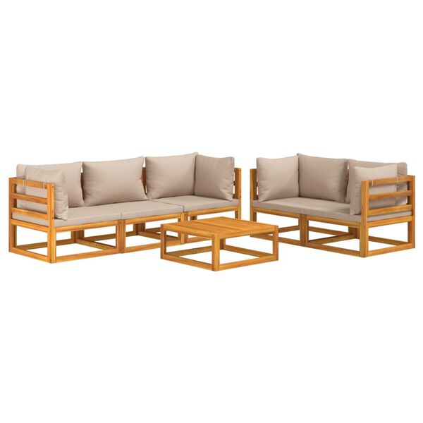 vidaXL 6-tlg. Garten-Lounge-Set mit Taupe Kissen Massivholz