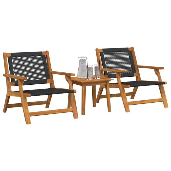 vidaXL Gartenst&uuml;hle mit Tisch 3 pcs Schwarz Massivholz Akazie