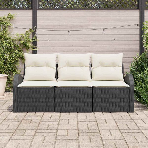 vidaXL Gartensofa-set Schwarz Poly-Rattan