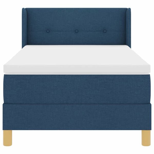 vidaXL Boxspringbett mit Matratze mit Kopfteil Blau 100 x 200 cm Stoff