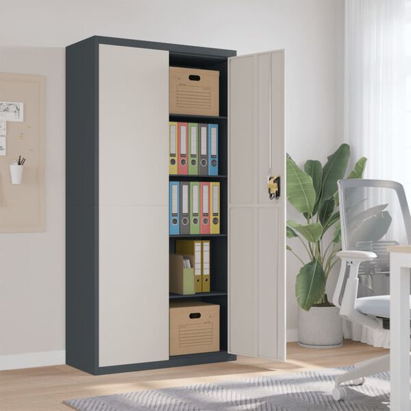 vidaXL Aktenschrank Anthrazit und Wei&szlig; 90x40x180 cm Stahl