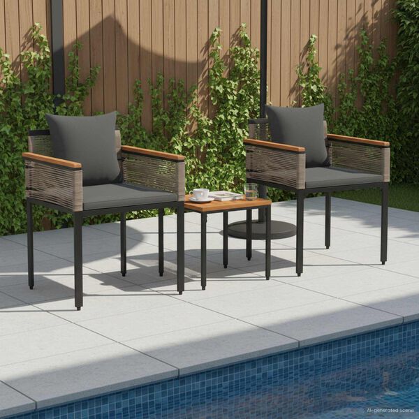 vidaXL Gartenm&ouml;bel Set mit Kissen 3 pcs Grau und Dunkelgrau PE-Rattan