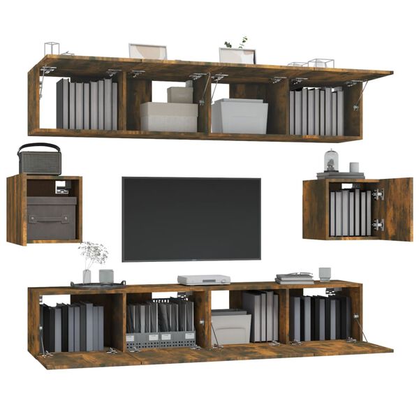 vidaXL 6-tlg. TV-Schrank-Set R&auml;uchereiche Holzwerkstoff