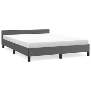vidaXL Bettgestell mit Kopfteil ohne Matratze Grau 140x190 cm
