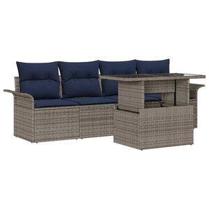 vidaXL Gartensofa-set 5 stk. Grau Poly-Rattan