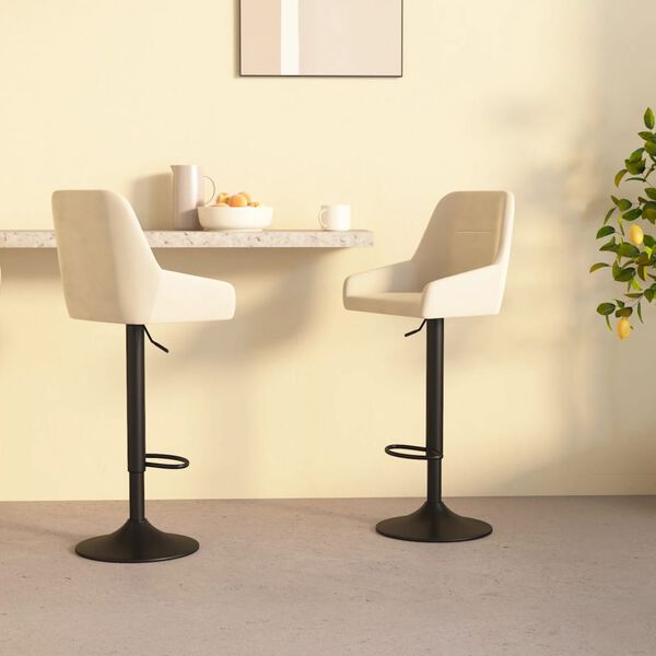 vidaXL Barhocker 2 Stk. Creme Samt