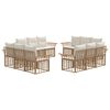 vidaXL Outdoor-Sofagarnitur 12 pcs Nat&uuml;rlich und Cremwei&szlig; Polyester
