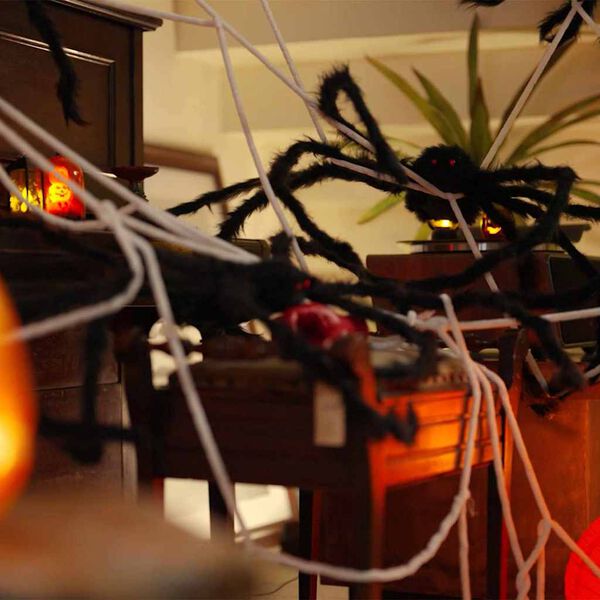 vidaXL Halloween-Spinnendekoration mit Netzen 4 pcs Schwarz und Wei&szlig;