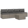 vidaXL 5-tlg. Garten-Lounge-Set mit Kissen Grau Poly Rattan
