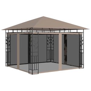 vidaXL Pavillon mit Moskitonetz 3x3x2,73 m Taupe 180 g/m&sup2;