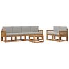 vidaXL Outdoor-Sofagarnitur 7 stk. Nat&uuml;rlich und Hellgrau Polyester