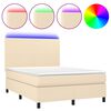 vidaXL Boxspringbett mit Matratze & LED Creme 140x190 cm Stoff