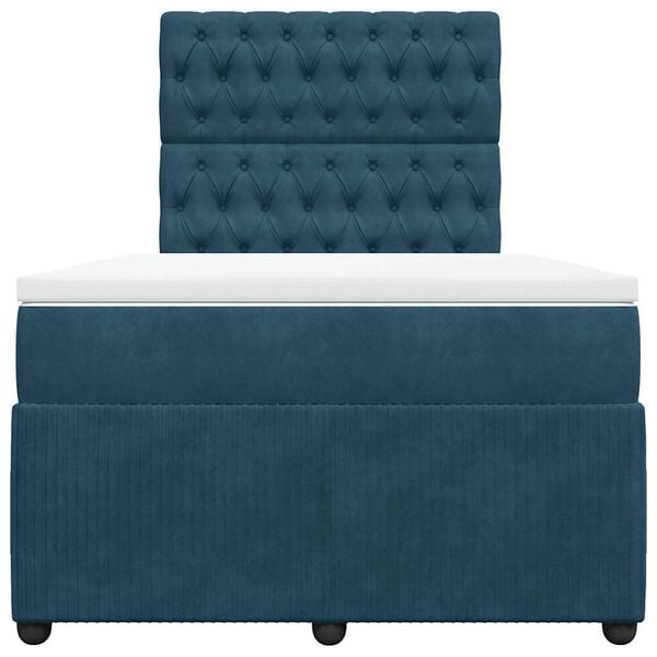 vidaXL Boxspringbett mit Matratze Dunkelblau 120x200 cm Samt