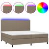 vidaXL Boxspringbett mit Matratze & LED Taupe 200x200 cm Stoff