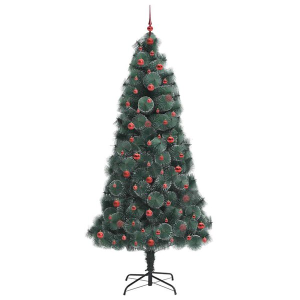 vidaXL K&uuml;nstlicher vorbeleuchteter Weihnachtsbaum mit Kugelset 240 cm