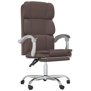 vidaXL B&uuml;rostuhl mit Liegefunktion Braun Kunstleder
