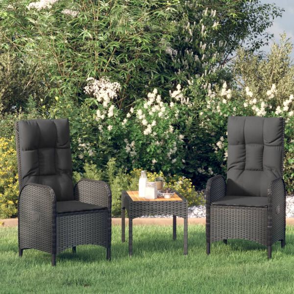 vidaXL Gartenstühle 2 Stk. Poly Rattan Schwarz