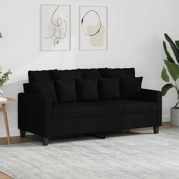 vidaXL 2-Sitzer-Sofa Schwarz 140 cm Stoff