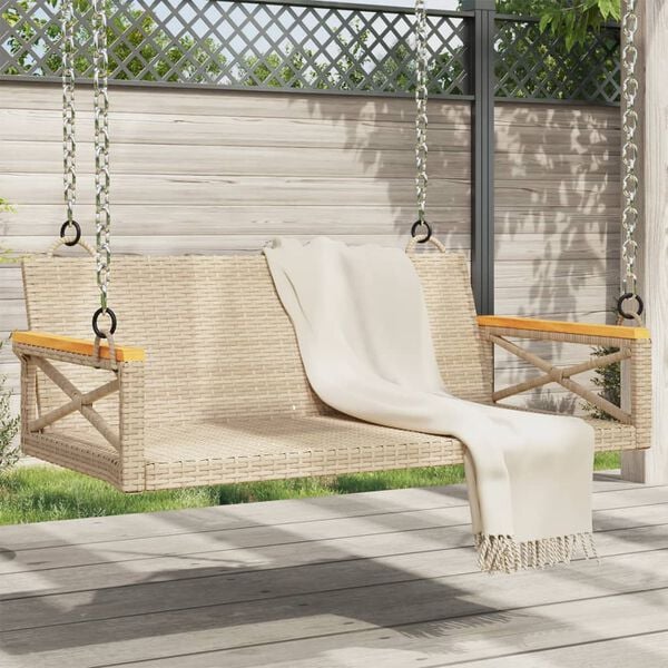 vidaXL H&auml;ngebank Beige 109x62x40 cm Poly Rattan