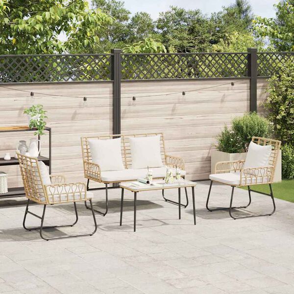 vidaXL Garten Essgruppe 3 pcs Braun und Creme Poly-Rattan