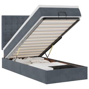 vidaXL Ottoman-Bett mit Matratzen & LEDs Dunkelgrau 80x200 cm Samt