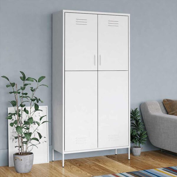 vidaXL Kleiderschrank Wei&szlig; 90x50x180 cm Stahl