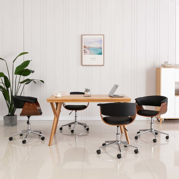 vidaXL Esszimmerst&uuml;hle 4 Stk. Drehbar Schwarz Kunstleder