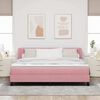 vidaXL Boxspringbett mit Matratze mit Kopfteil Rosa 180 x 200 cm Samt
