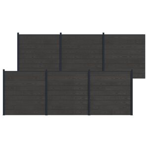 vidaXL zaunset 6 Stk. 1045 x 186 cm WPC und Aluminium Schwarz