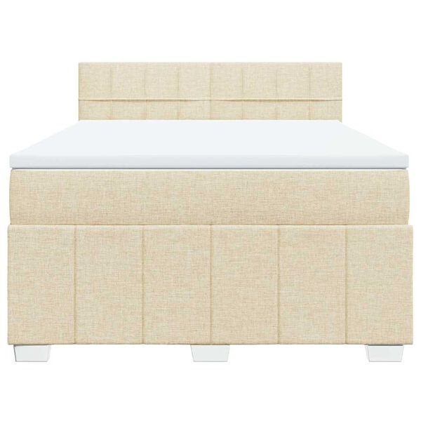 vidaXL Boxspringbett mit Matratze Creme 140x190 cm Stoff
