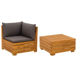 vidaXL 2-tlg. Garten-Lounge-Set aus massivem Akazienholz Braun
