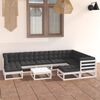 vidaXL 10-tlg. Garten-Lounge-Set mit Kissen Wei&szlig; Massivholz Kiefer