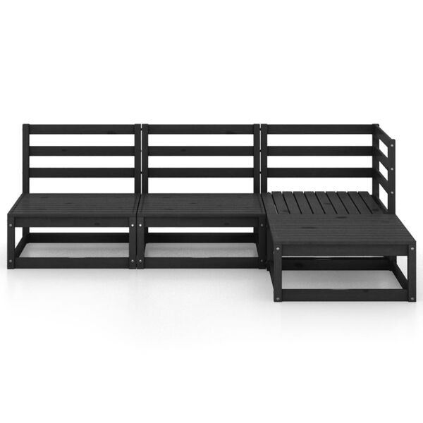 vidaXL 4-tlg. Garten-Lounge-Set Schwarz Massivholz Kiefer