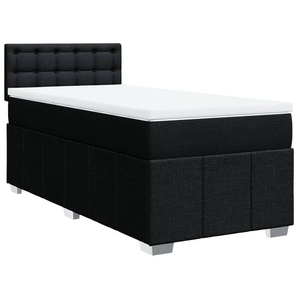 vidaXL Boxspringbett mit Matratze Schwarz 90x190 cm Stoff
