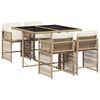 vidaXL 5-tlg. Garten-Essgruppe mit Kissen Beige Poly Rattan