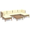vidaXL 7-tlg. Garten-Lounge-Set mit Kissen Honigbraun Kiefernholz