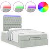 vidaXL Ottoman-Bett mit Matratzen & LEDs Hellgrau 120x200 cm Samt