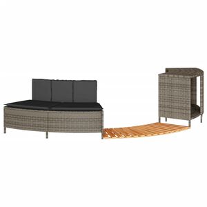 vidaXL Whirlpool-Umrandung Grau Poly Rattan und Massivholz Akazie