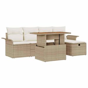 vidaXL Garten-Sofa-Set 6 pcs Beige Poly-Rattan
